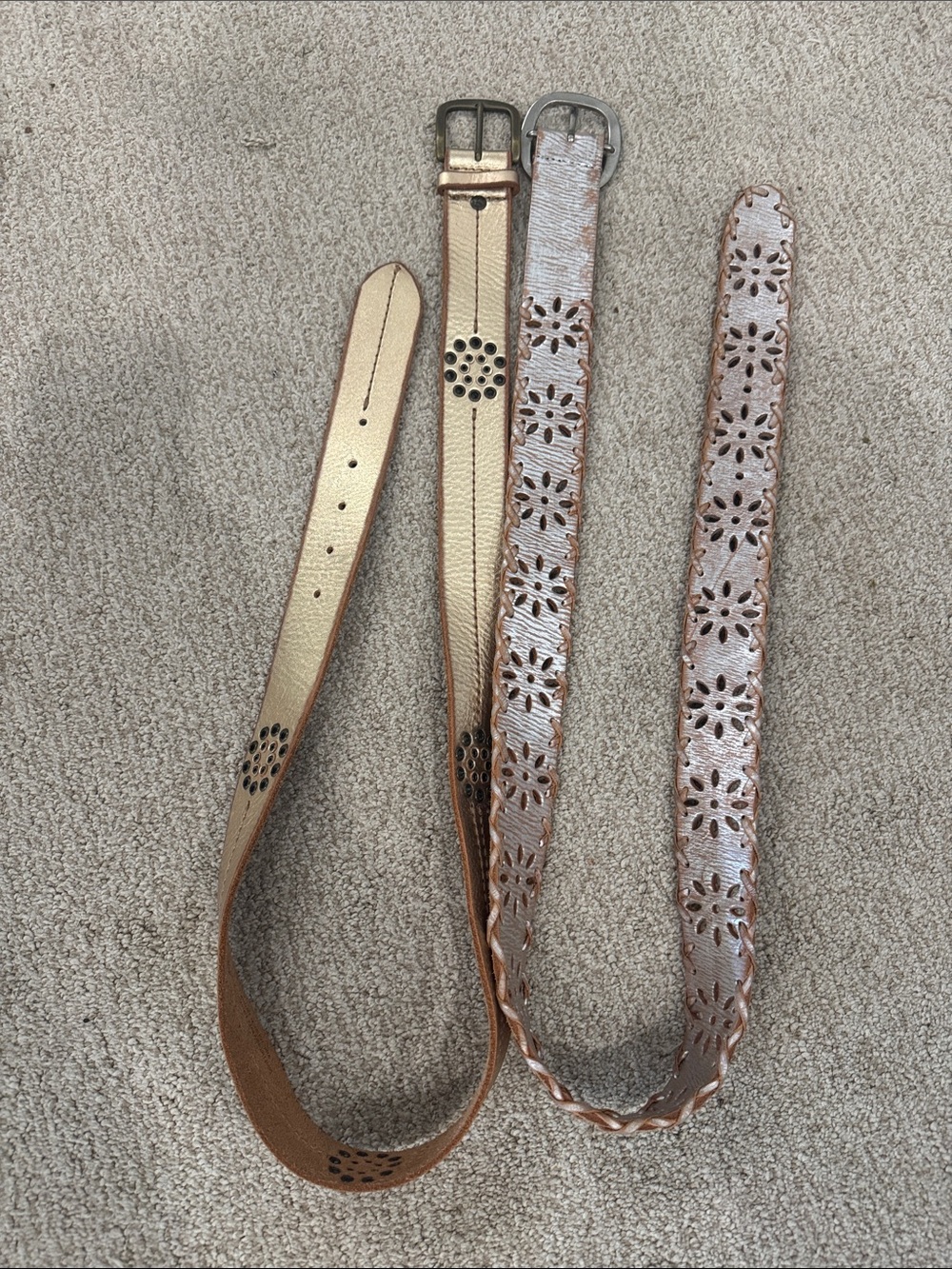 Metallic Gold Floral Cutout and silver Women's Belt